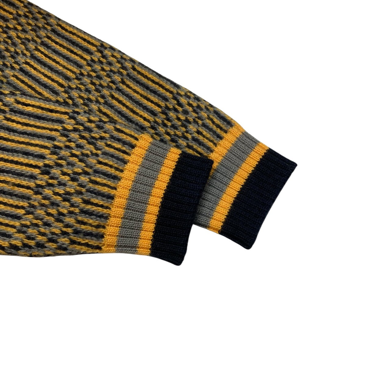 2way twill pattern jaquard knitVネックニット
