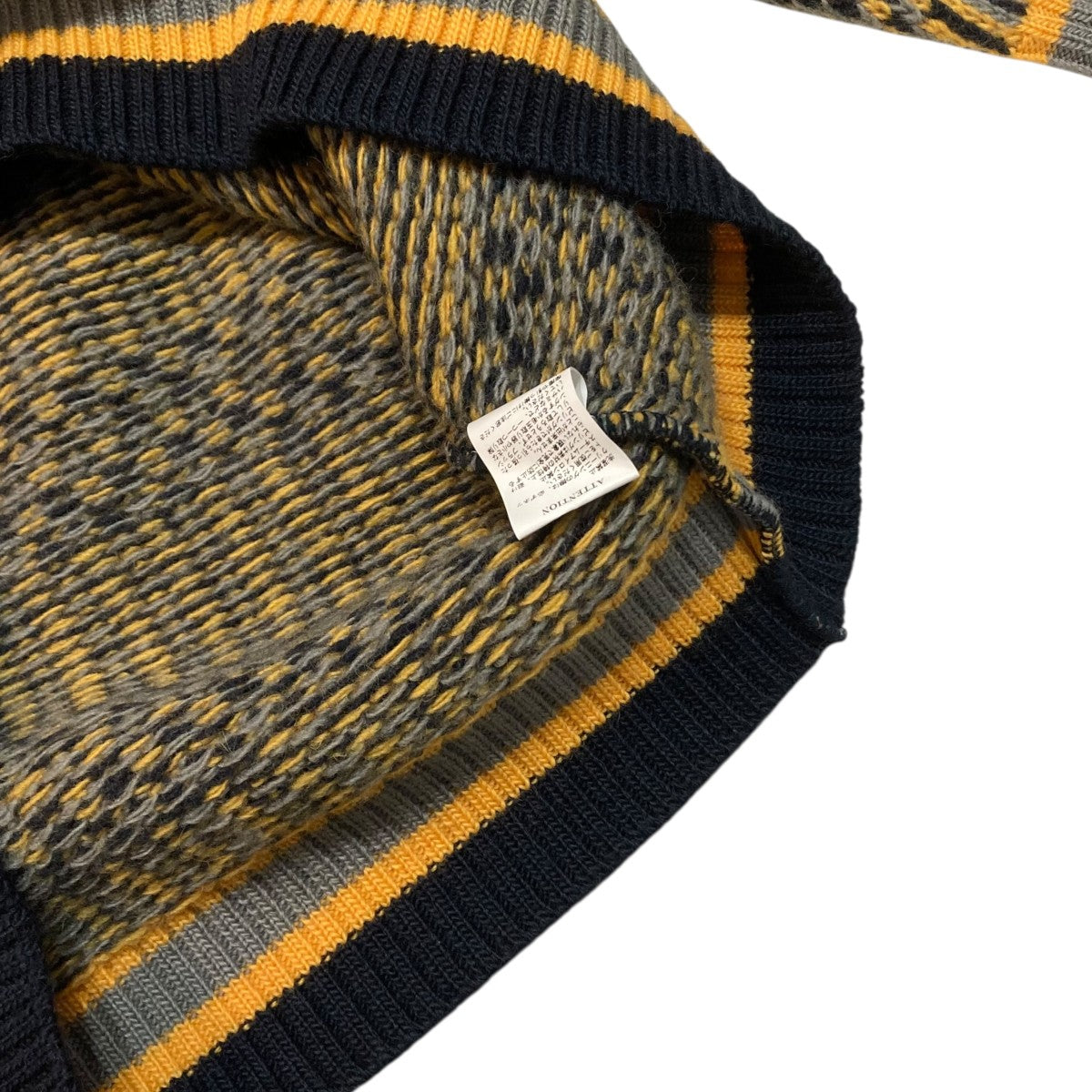 2way twill pattern jaquard knitVネックニット
