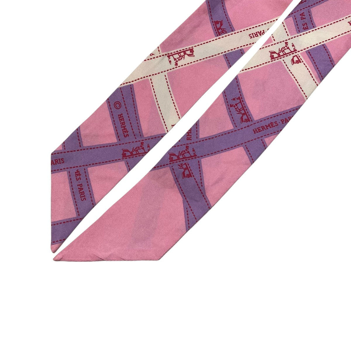 HERMES(エルメス) ボリュデュック柄 ツイリー シルクスカーフ ピンク