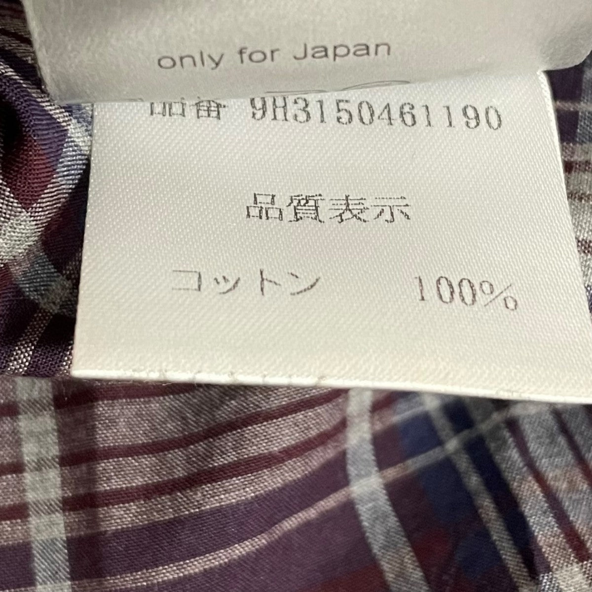 チェックシャツ9H3150461190