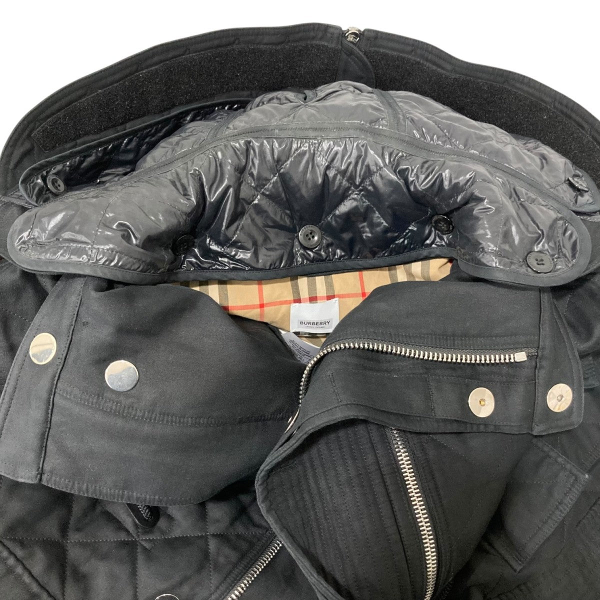 【美品】BURBERRY LONDON キルティング コートフード付 美品】Burberry キルティングコート フード付き burberry/バーバリー