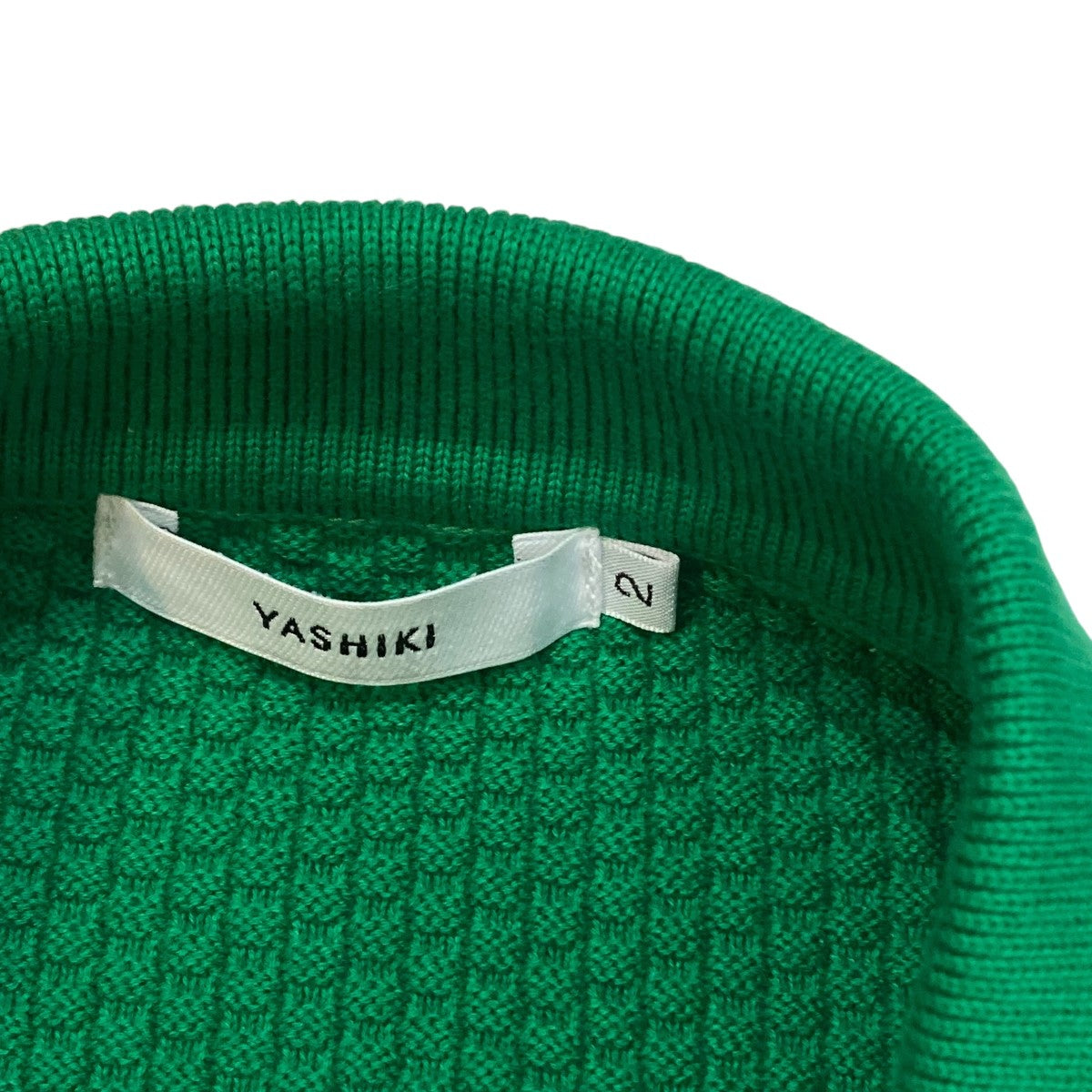 新品未使用☆YASHIKI／ヤシキ 襟付 ニット カーディガン 緑 グリーン YASHIKI(ヤシキ) Nanohana Collar CardiganニットカーディガンYSK-24SS