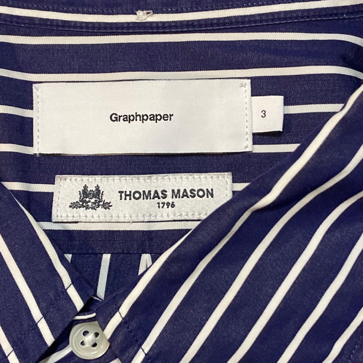 Graphpaper THOMAS MASON S S B．D BOX SHIRTストライプ半袖シャツGM192-50034B 古着・中古-5枚目のアイテム画像