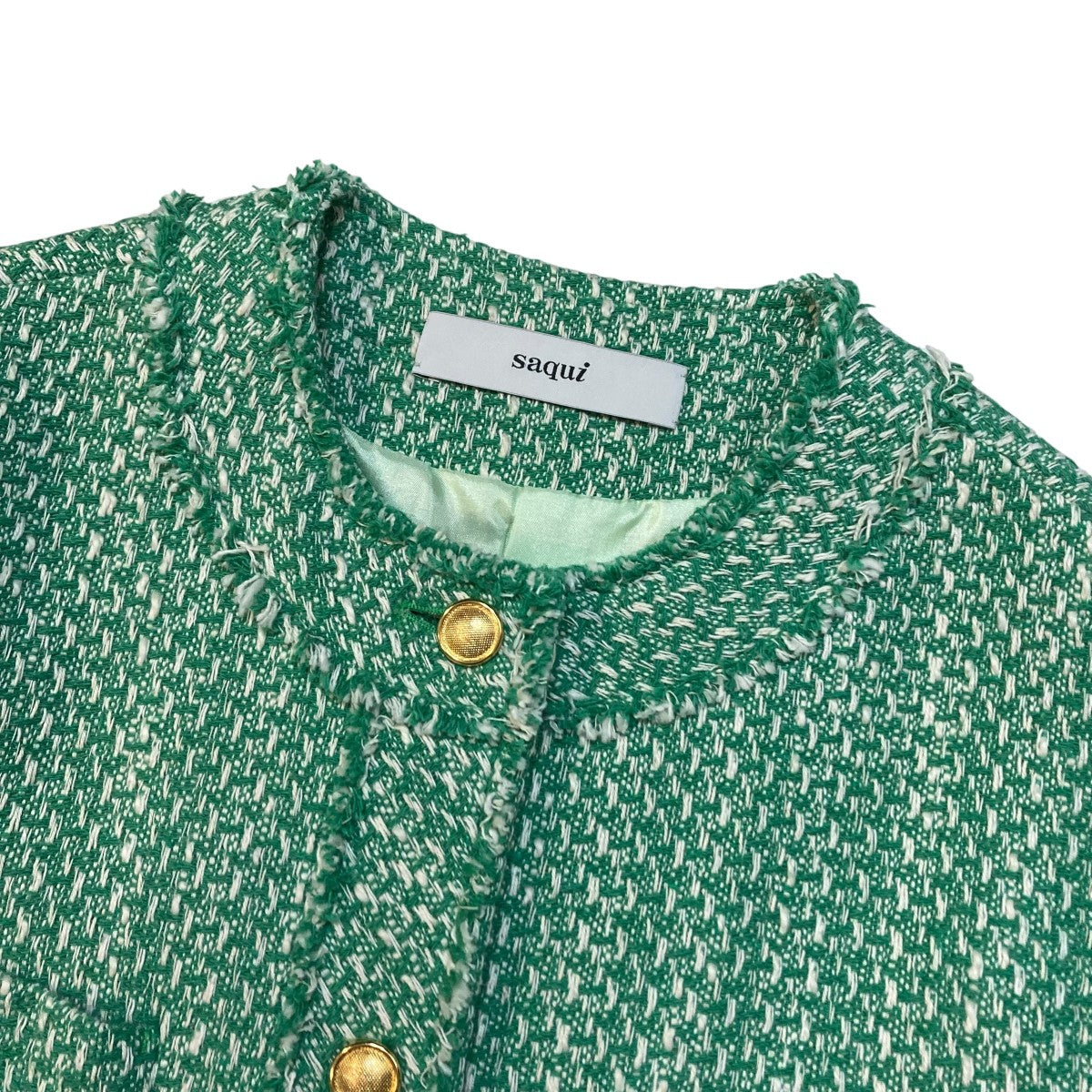 saqui(サキ) ツイードジャケット23SS03 23SS03 グリーン サイズ 38