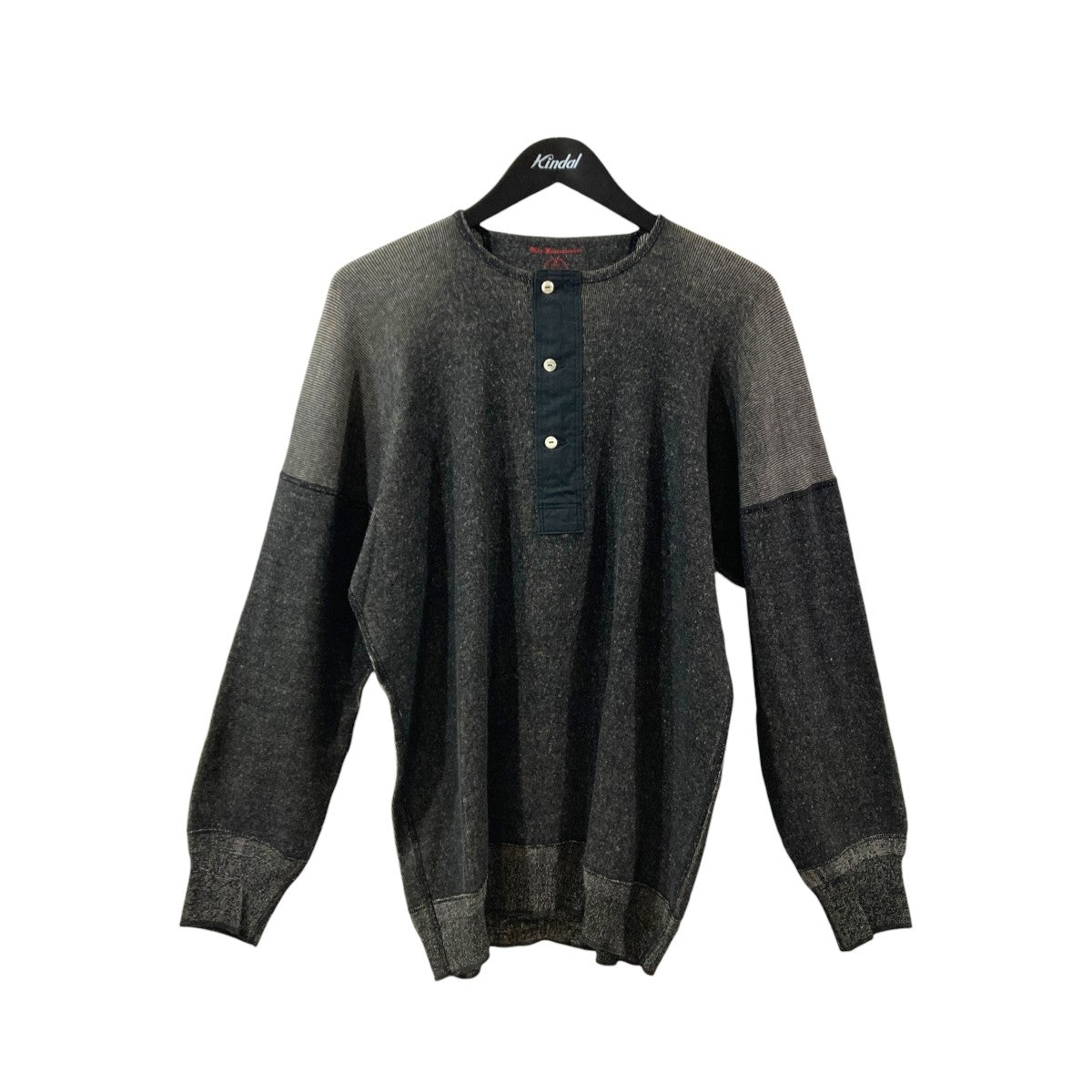 Interknit Rib Henley Neck Long Sleeveカットソー