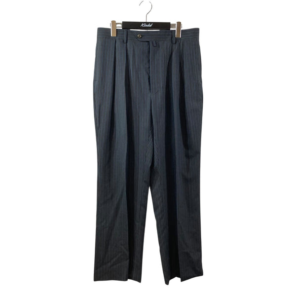 NEAT(ニート) ストライプスラックスパンツ ダークグレー×ブルー サイズ