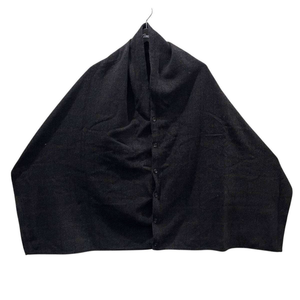 チェック柄ショール Button Shawl - Wool Cashmere Knit ボタンショール - ウールカシミヤニット