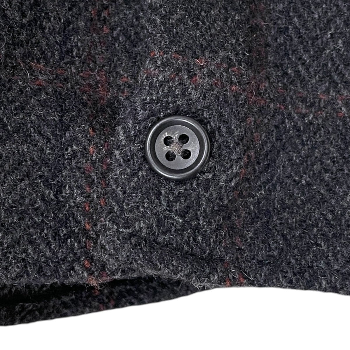 チェック柄ショール Button Shawl - Wool Cashmere Knit ボタンショール - ウールカシミヤニット