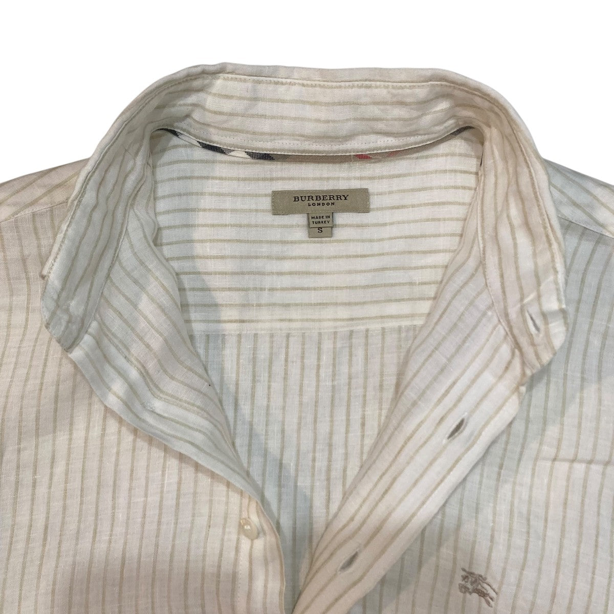 BURBERRY ストライプリネンシャツ 古着・中古-3枚目のアイテム画像