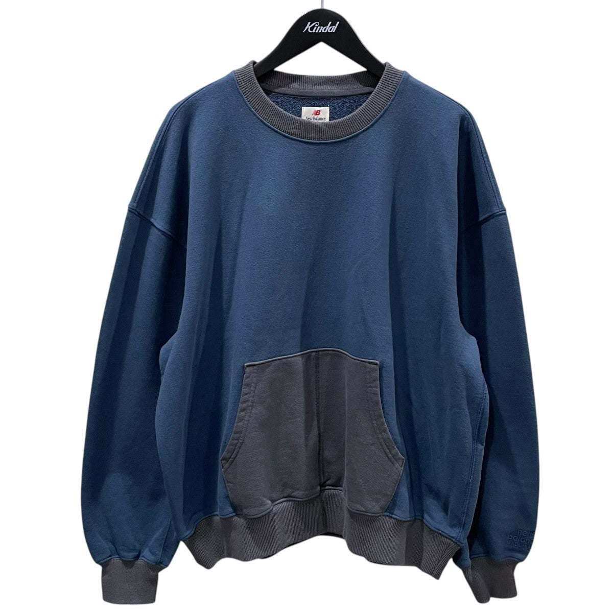 NEW BALANCE×BEAMS 26SS ガーメントウォッシュ加工スウェットトレーナー Made in U．S．A． Washed Crew メイド イン U．S．A． ウォッシュド クルー MT6119VY 古着・中古-1枚目のアイテム画像