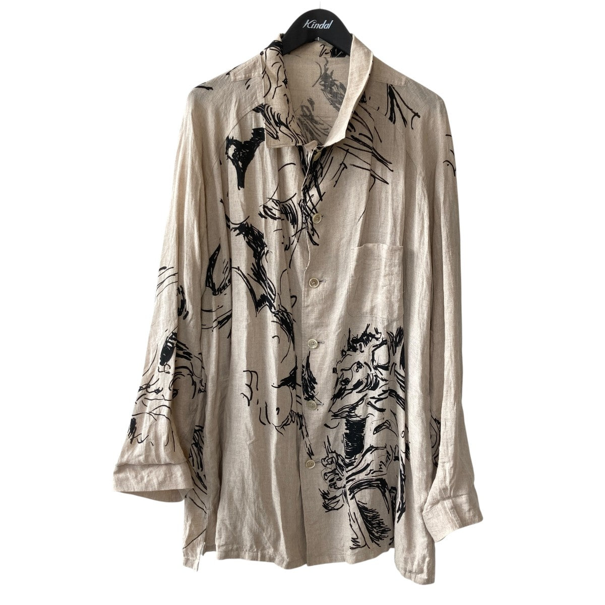 Yohji Yamamoto pour homme 18SSペイントリネンジャケットHW-B40-315 古着・中古-1枚目のアイテム画像