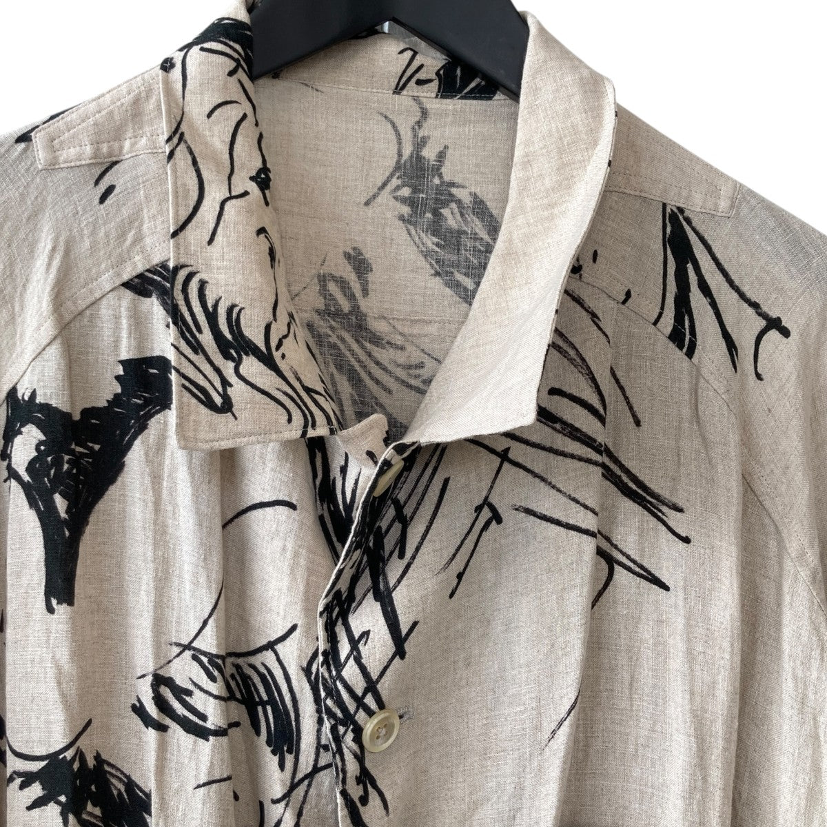 Yohji Yamamoto pour homme 18SSペイントリネンジャケットHW-B40-315 古着・中古-3枚目のアイテム画像
