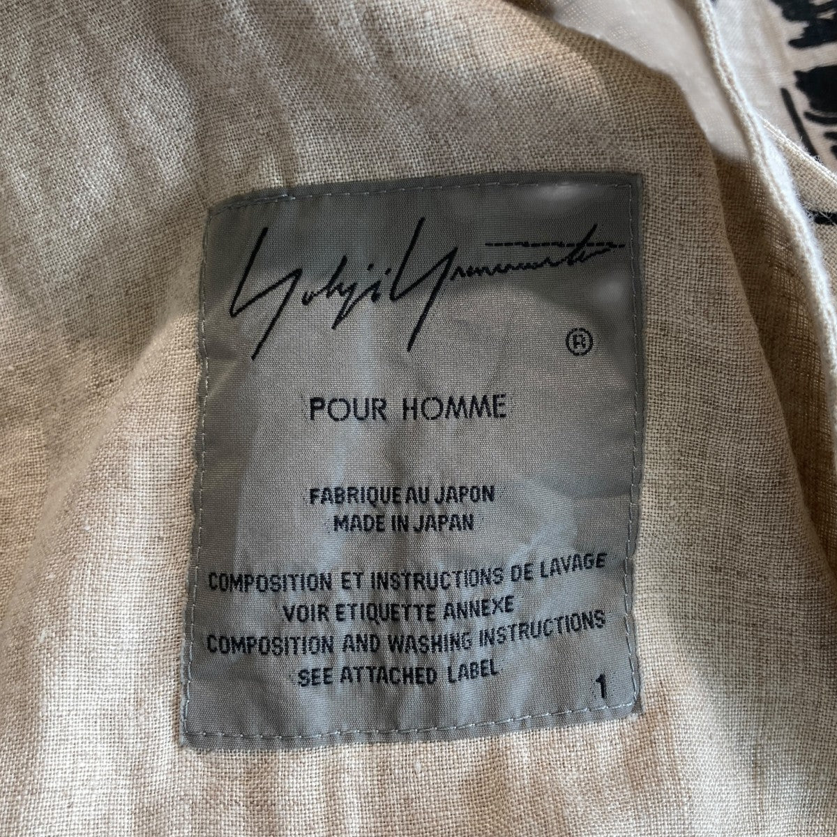 Yohji Yamamoto pour homme 18SSペイントリネンジャケットHW-B40-315 古着・中古-4枚目のアイテム画像