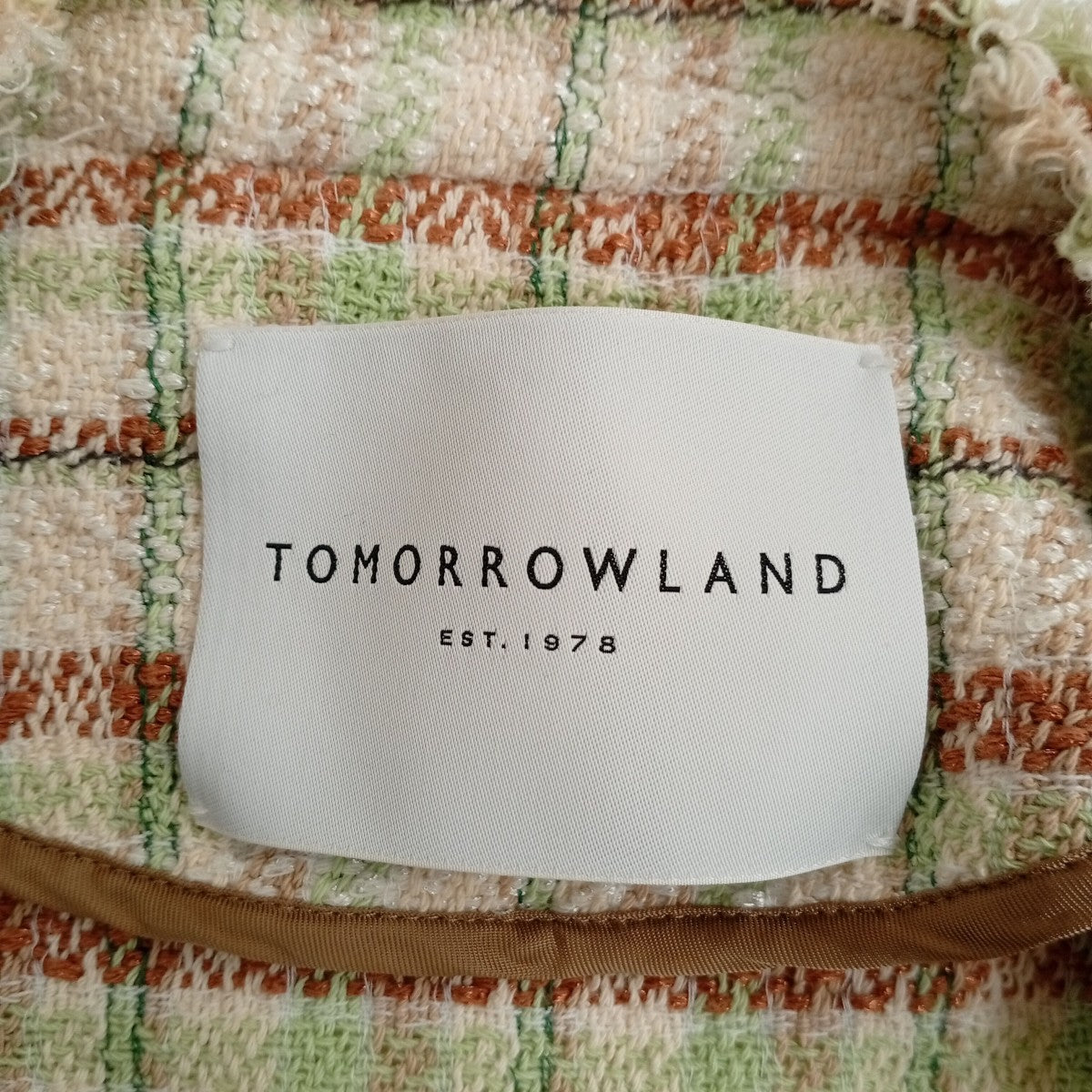 TOMORROW LAND プラッドツイード ノーカラーツイードジャケット11-07-01-07201 古着・中古-4枚目のアイテム画像