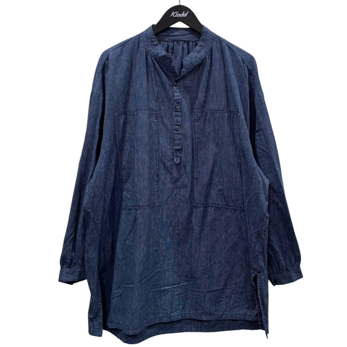 Porter Classic ストライプ柄プルオーバーシャツ STAND COLLAR LONG SMOCK SHIRT スタンドカラー ロング スモック シャツ 古着・中古-1枚目のアイテム画像