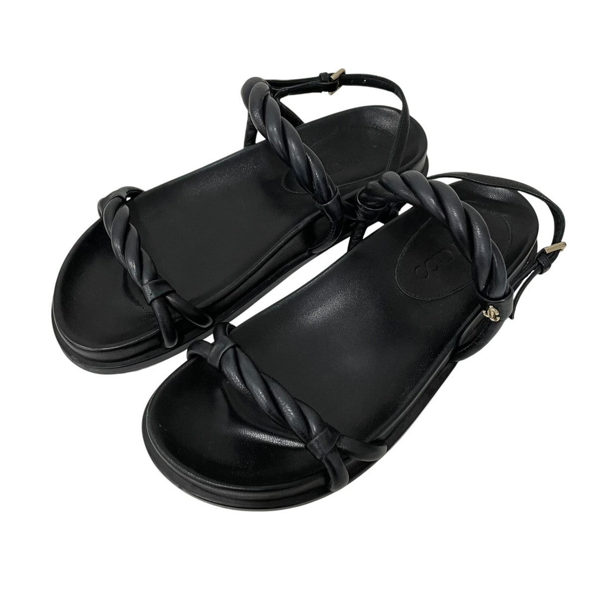 JIMMY CHOO DIOSA FLATレザーサンダル 古着・中古-1枚目のアイテム画像