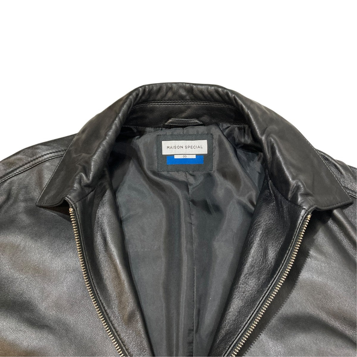 MAISON SPECIAL Sheep Leather Single Riders Collared Jacレザージャケット11242211208 古着・中古-4枚目のアイテム画像
