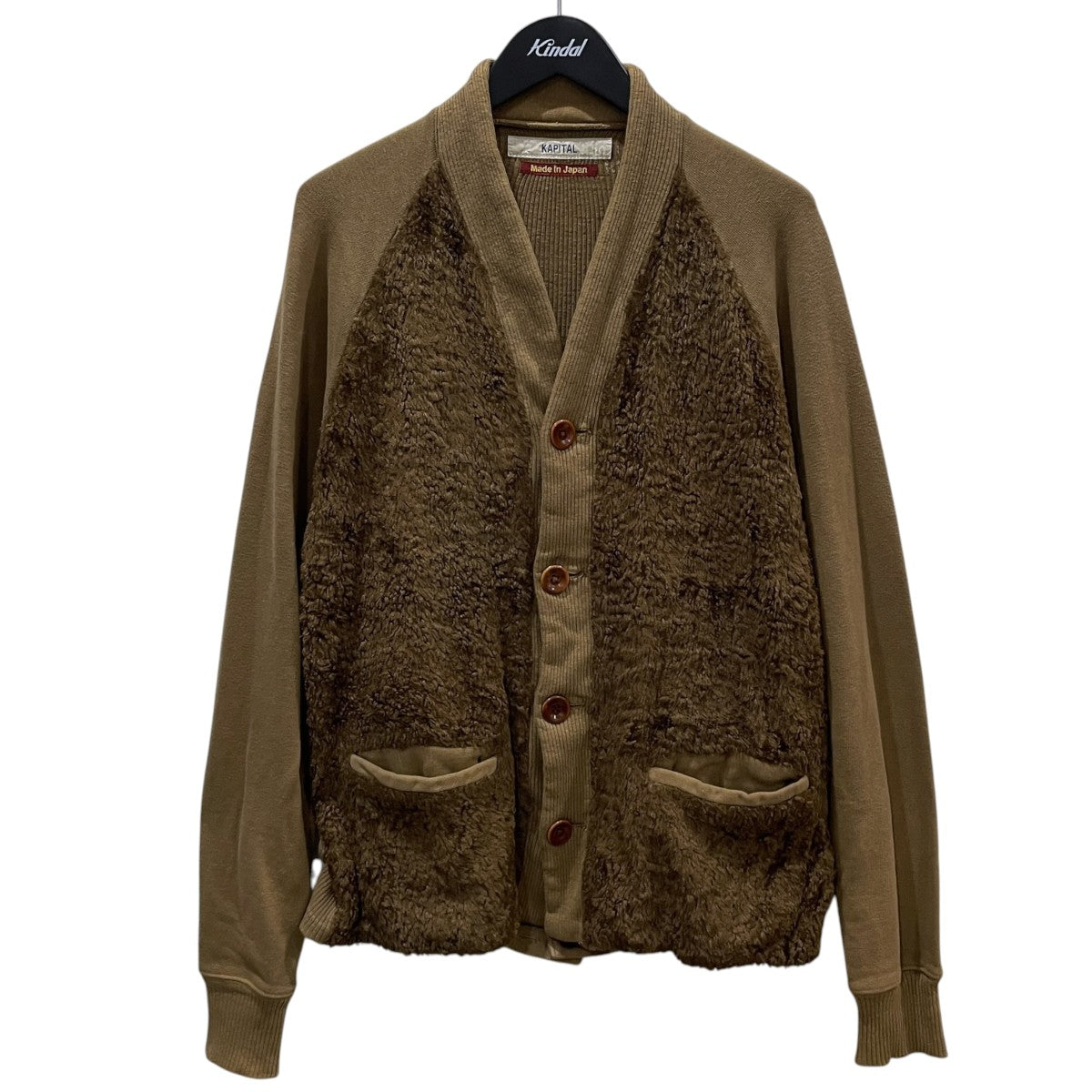 切替ファーカーディガン Fleecy knit x Boa FUR CARDIGAN