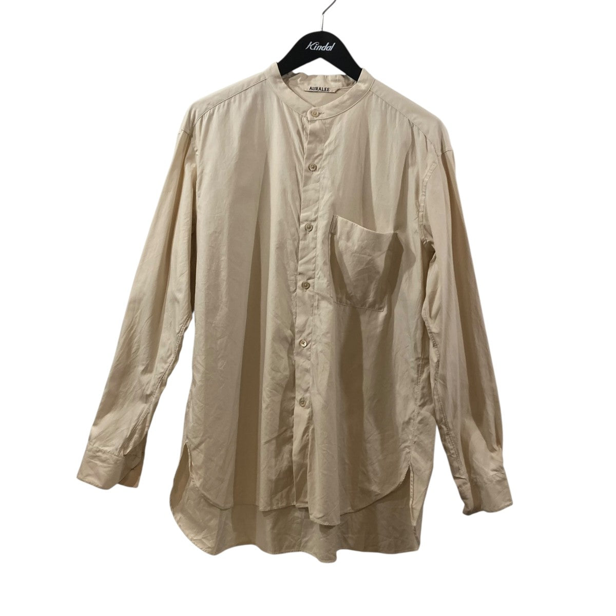 AURALEE ASHED FINX TWILL BIG SHIRTSノーカラーシャツA8AS05TN 古着・中古-1枚目のアイテム画像