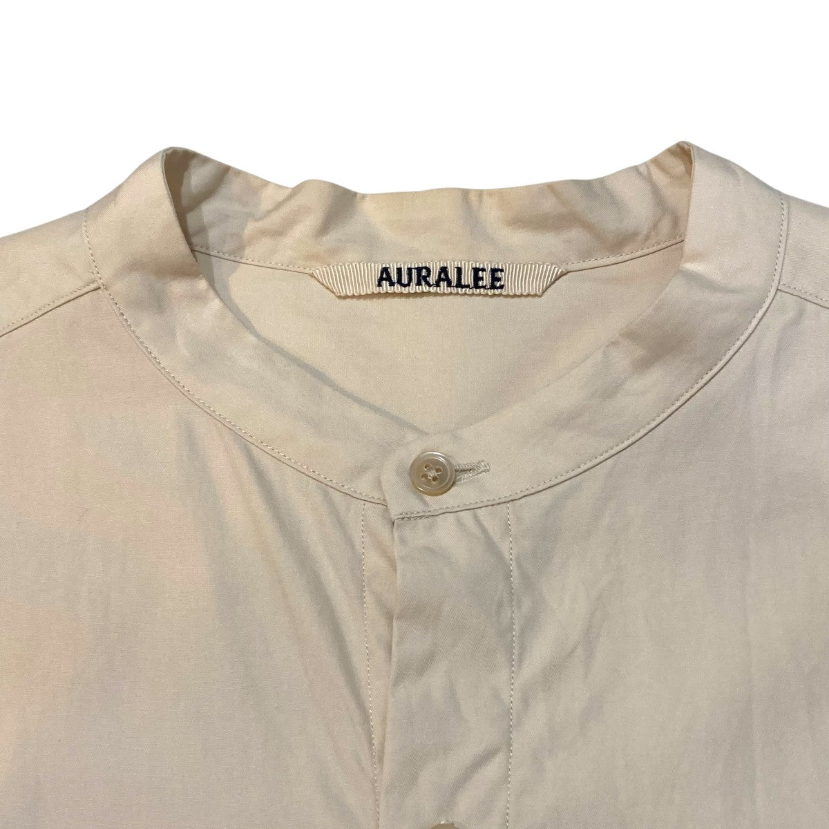 AURALEE ASHED FINX TWILL BIG SHIRTSノーカラーシャツA8AS05TN 古着・中古-3枚目のアイテム画像