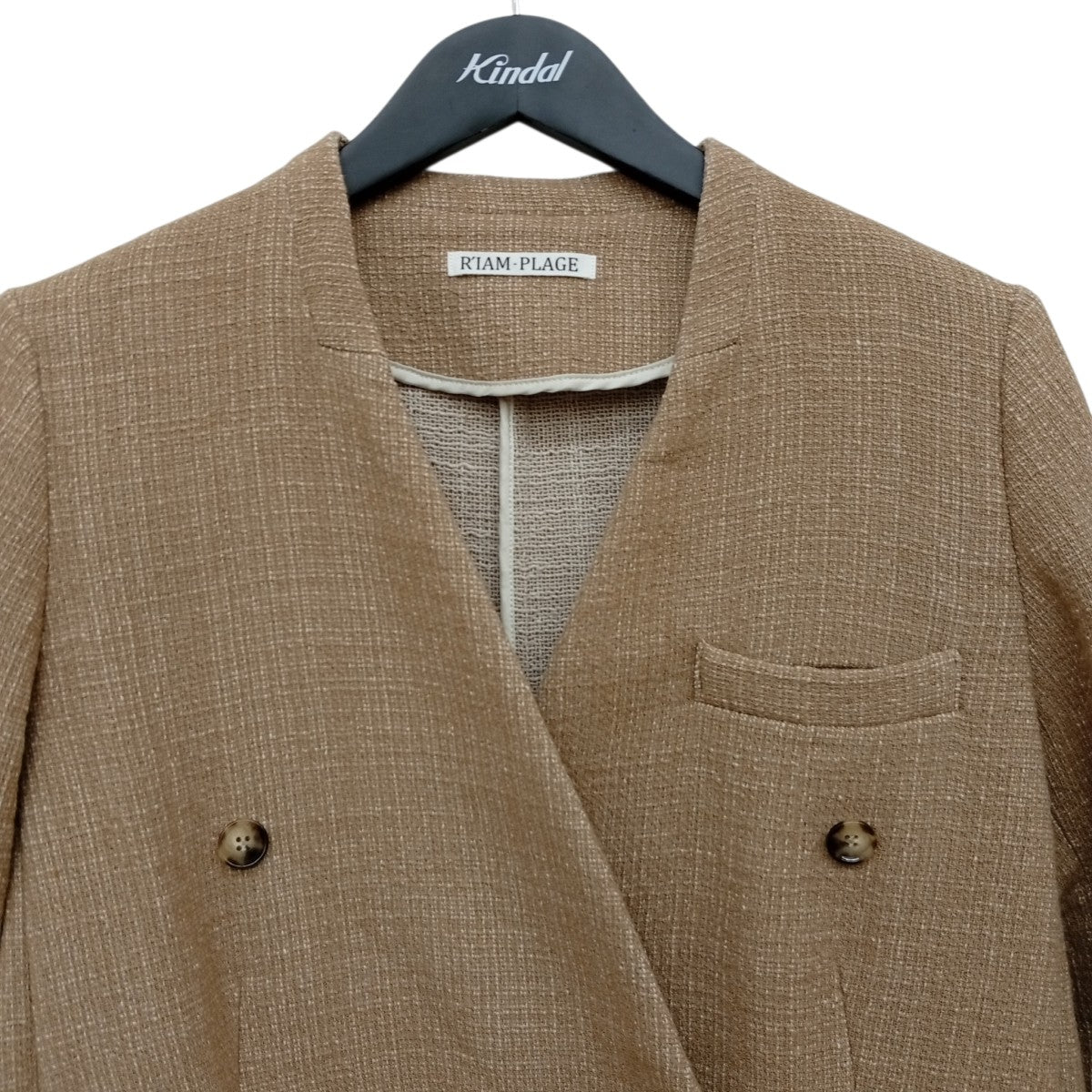 R’IAM Plage ツイードダブルノーカラージャケット21010922608040 古着・中古-3枚目のアイテム画像