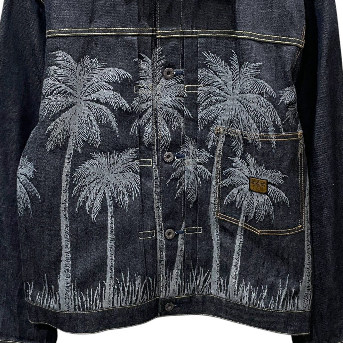 22SS 12ozパームツリージャガードデニムジャケット 1stタイプ 12oz Palm Tree Jacquard Denim 1ST JKT K2203LJ039