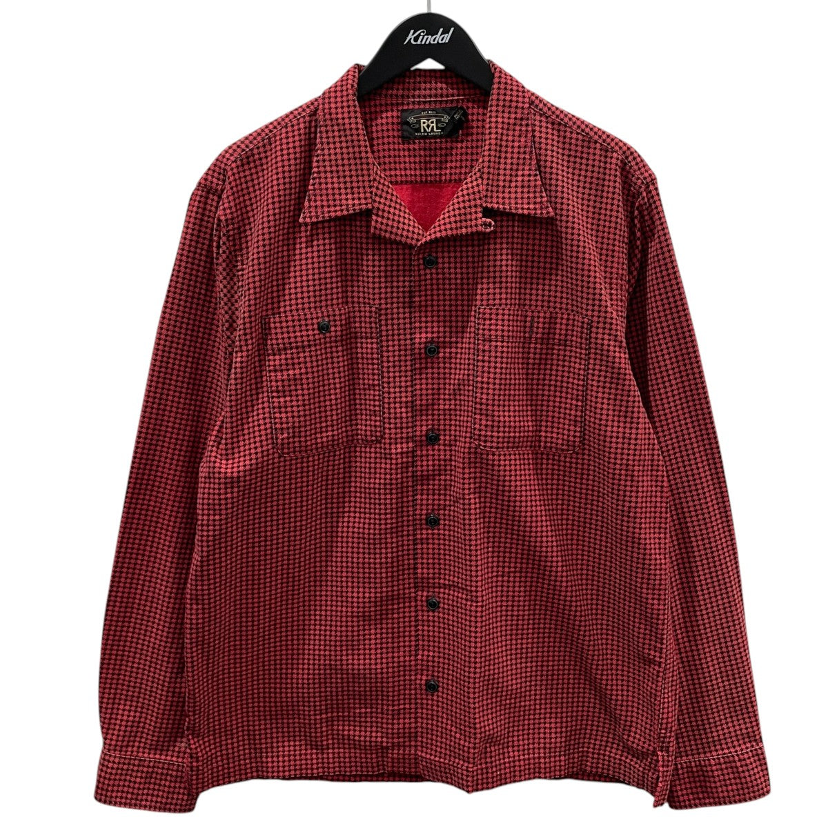 千鳥格子柄オープンカラー長袖シャツ Monterey Houndstooth Check Camp Shirt モントレー ハウンドトゥースチェック キャンプシャツ