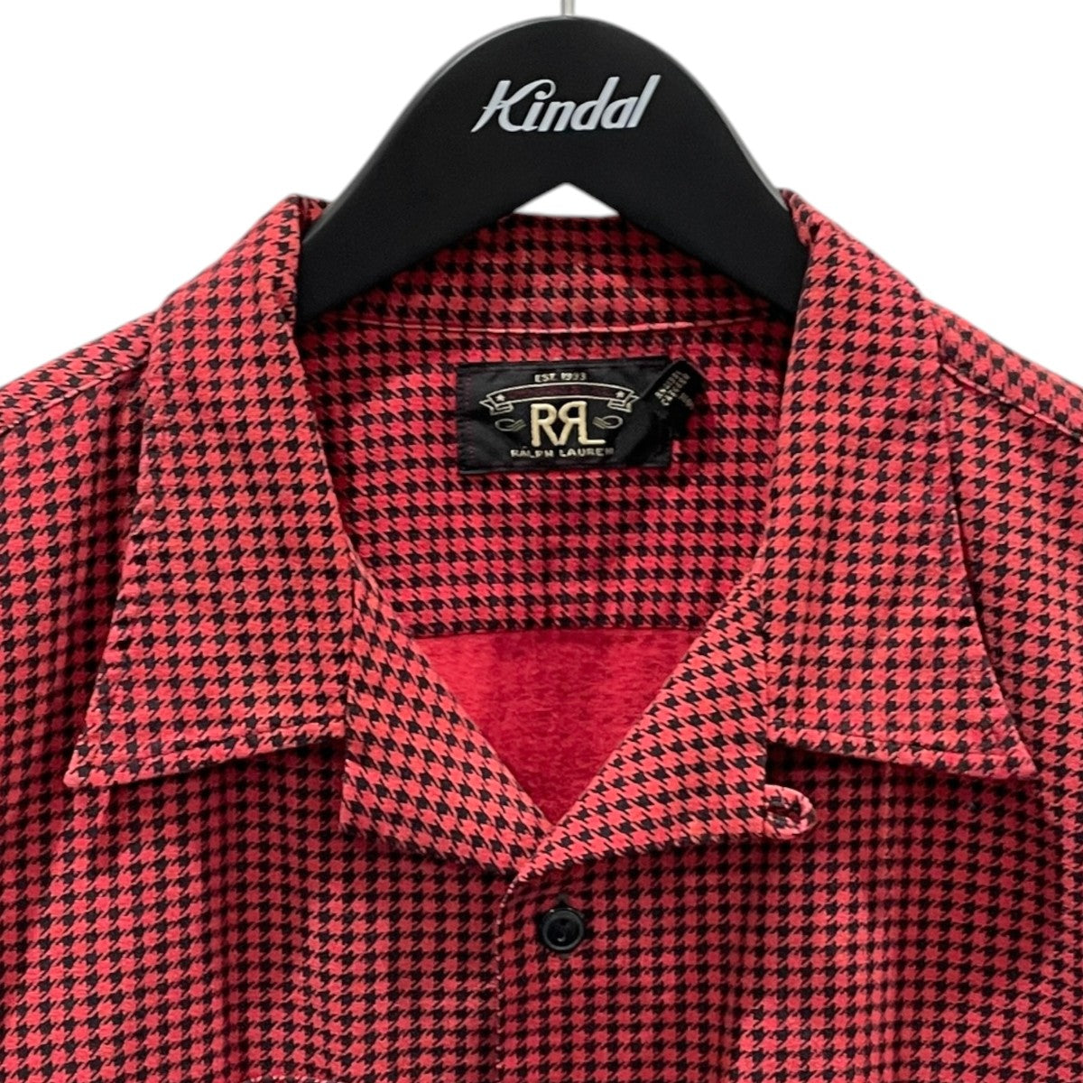 千鳥格子柄オープンカラー長袖シャツ Monterey Houndstooth Check Camp Shirt モントレー ハウンドトゥースチェック キャンプシャツ