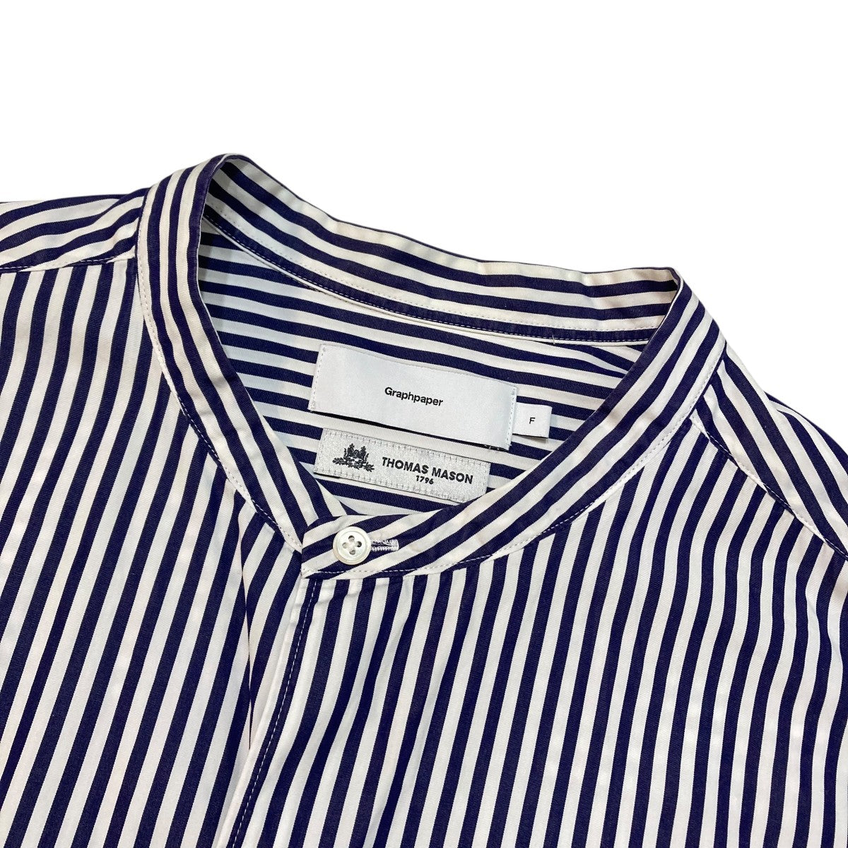 Graphpaper(グラフペーパー) Oversized Band Collar Shirtストライプ