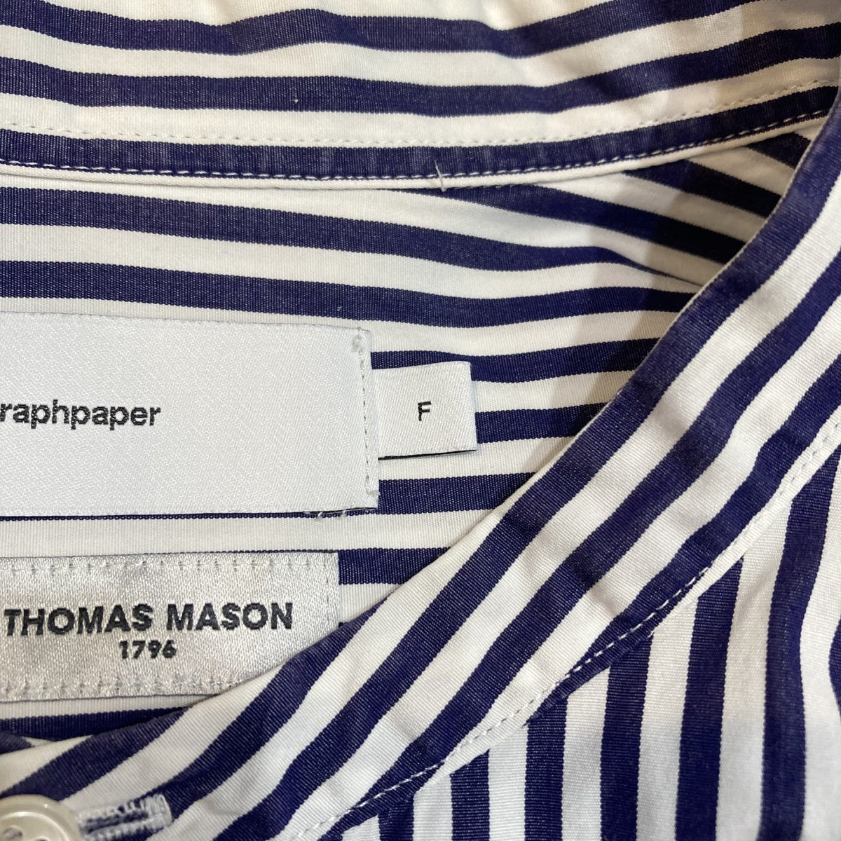 Graphpaper Oversized Band Collar ShirtストライプバンドカラーシャツGM214-50036 古着・中古-5枚目のアイテム画像