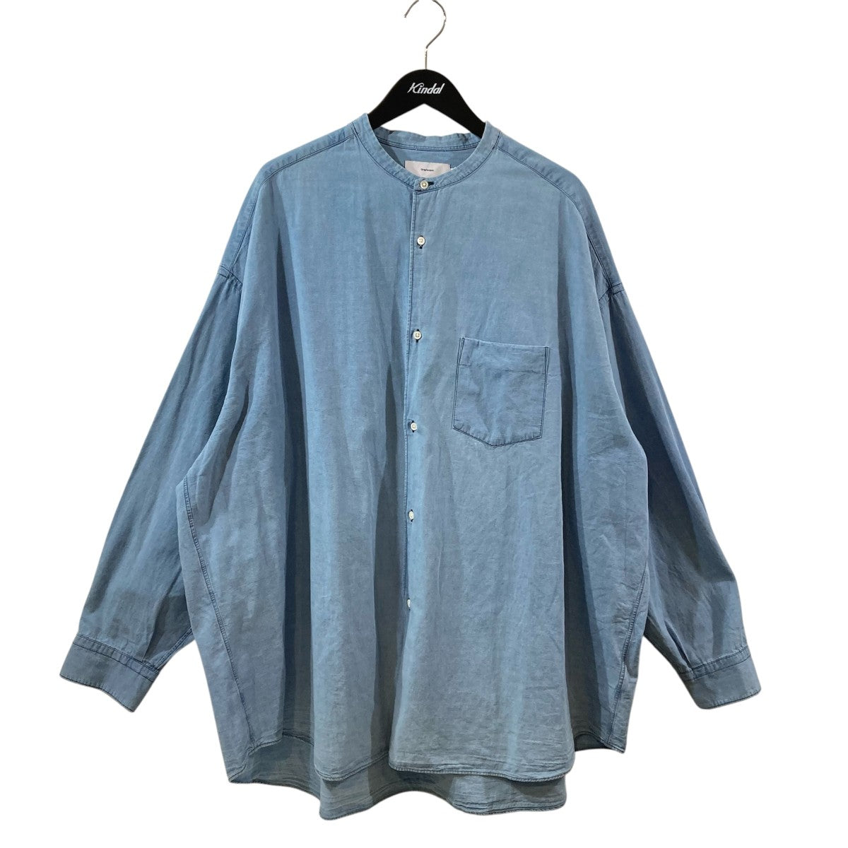 Graphpaper SIDOGRAS Indigo Poplin L S Oversized Band Collar ShirtオーバーサイズバンドカラーシャツGM252-50046 古着・中古-1枚目のアイテム画像
