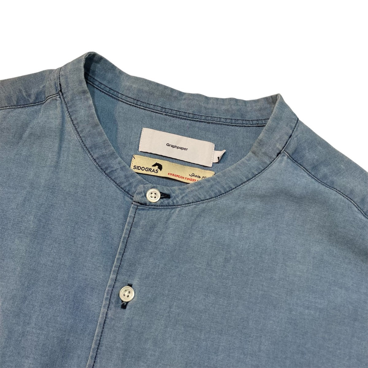 Graphpaper SIDOGRAS Indigo Poplin L S Oversized Band Collar ShirtオーバーサイズバンドカラーシャツGM252-50046 古着・中古-3枚目のアイテム画像