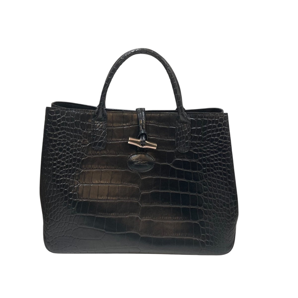 LONGCHAMP クロコ型押し ハンドバッグハンドバッグ 古着・中古-1枚目のアイテム画像