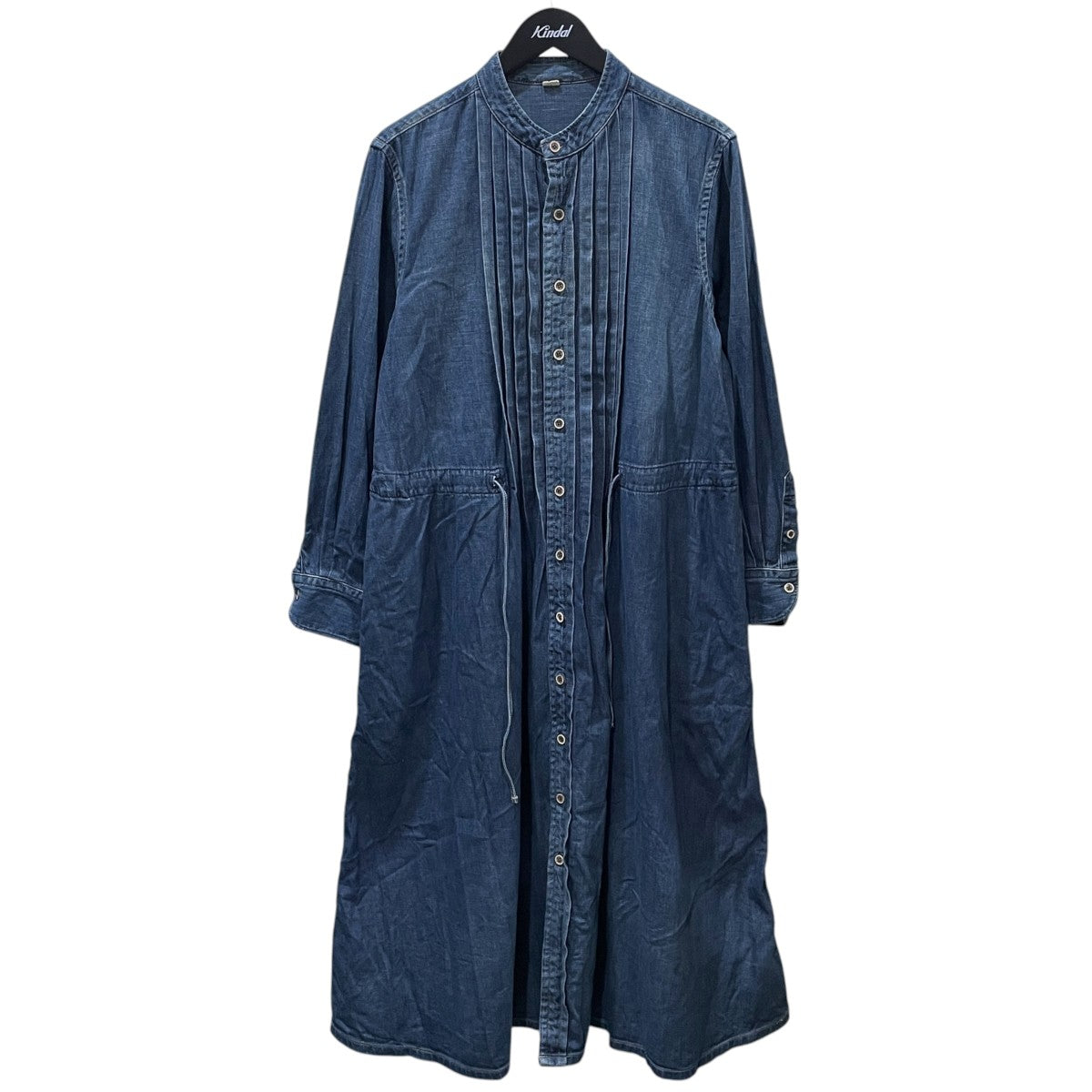 25AW バンドカラーデニムロングワンピース 45プチデニムのタックシャツドレス 71150061