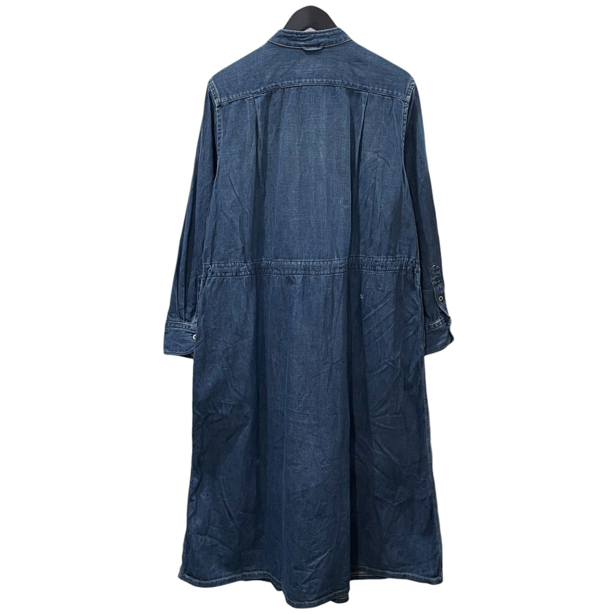 25AW バンドカラーデニムロングワンピース 45プチデニムのタックシャツドレス 71150061