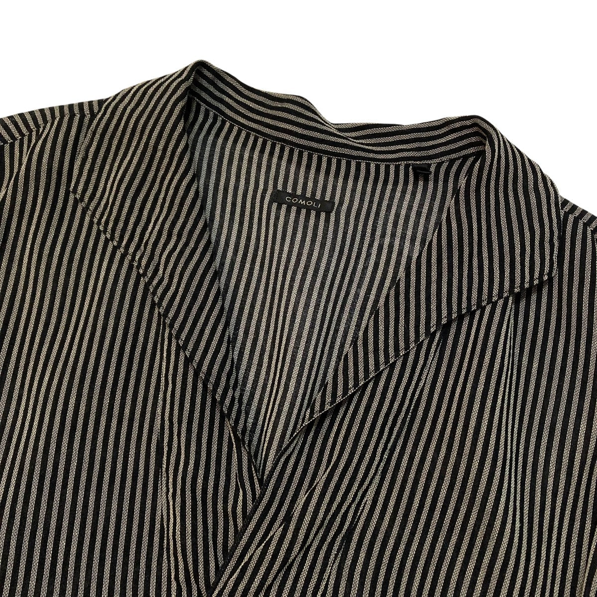 COMOLI(コモリ) 26SS ストライプ スキッパー長袖シャツ D01-02018 D01