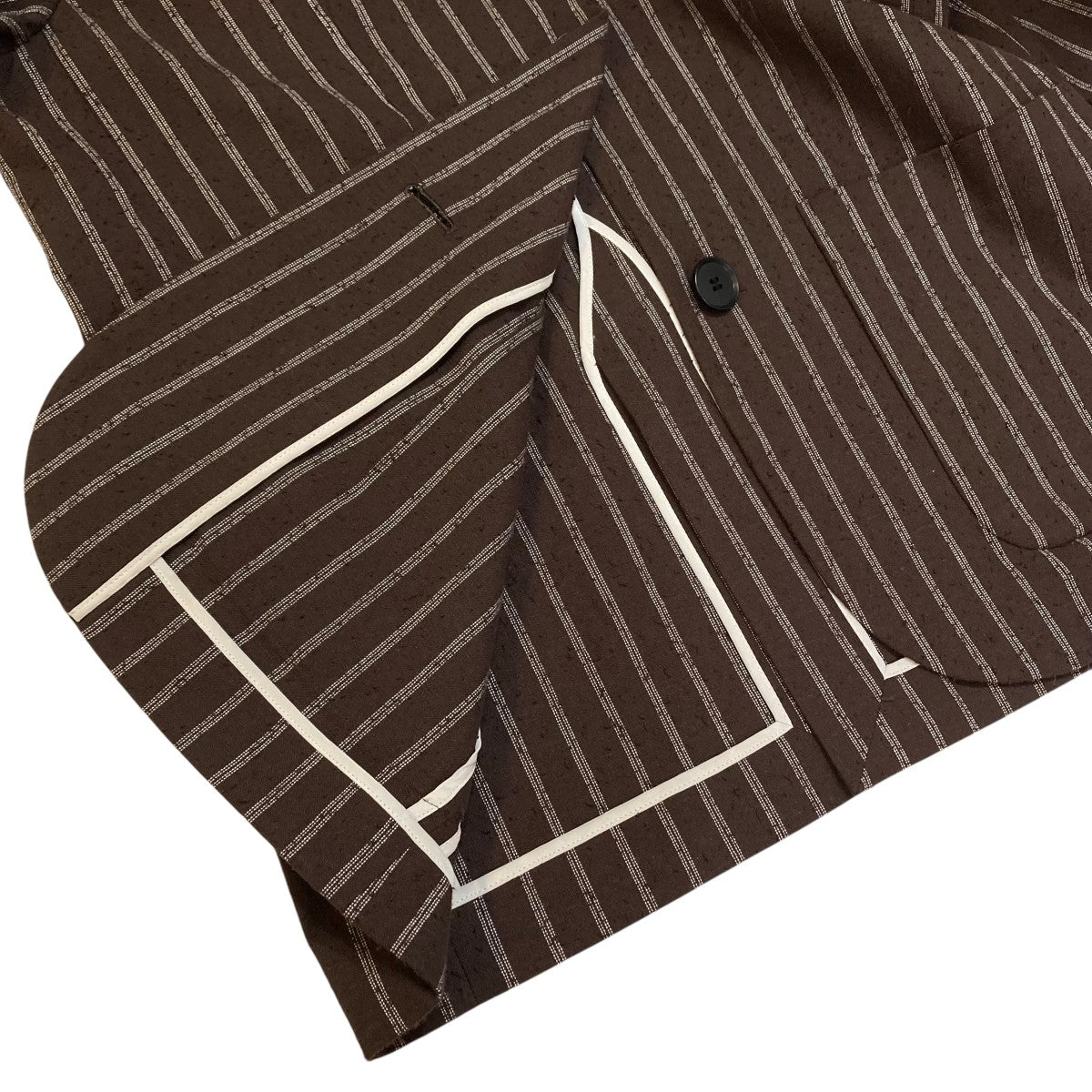 NOSTALGIC NO COLLAR JACKETストライプノーカラージャケット25MMSJK01