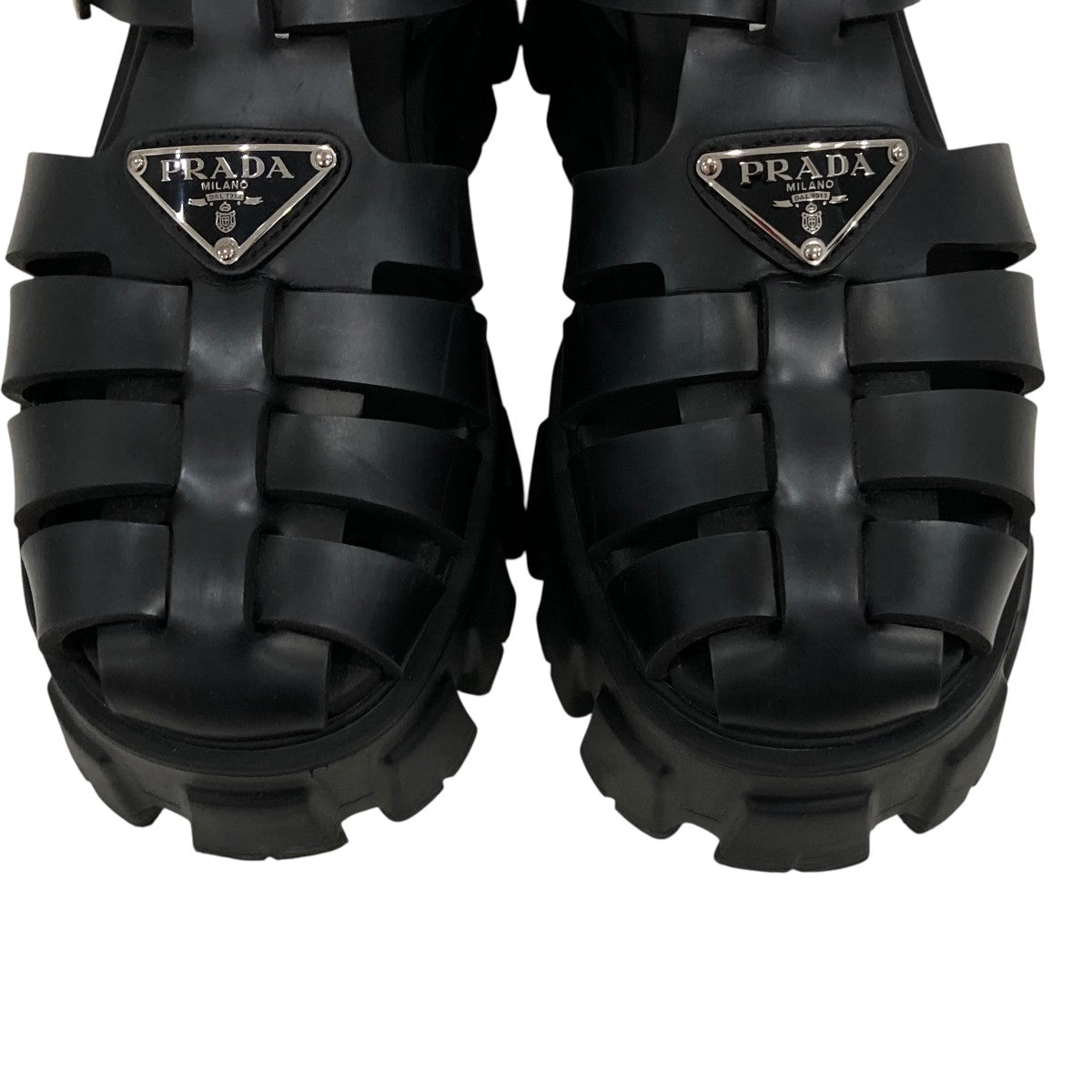 （新品）PRADA ラバー フィッシャーマンサンダル PRADA(プラダ) ラバーフィッシャーマンサンダル ブラック サイズ 35