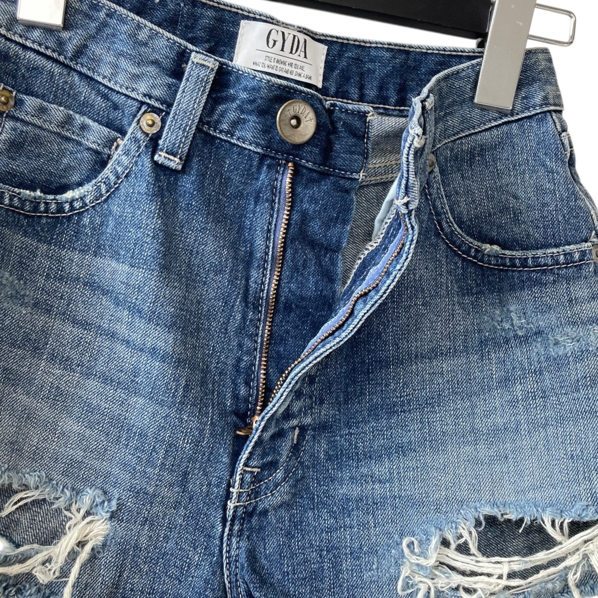 GYDA BACK RIPPEDダメージ加工デニムショートパンツ071822411901-03 古着・中古-3枚目のアイテム画像