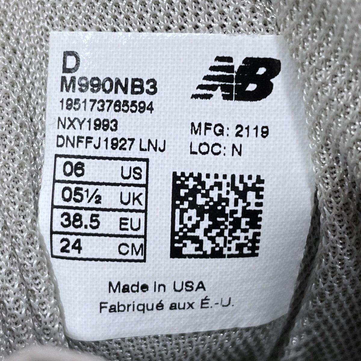 スニーカー M990NB3 MADE IN USA