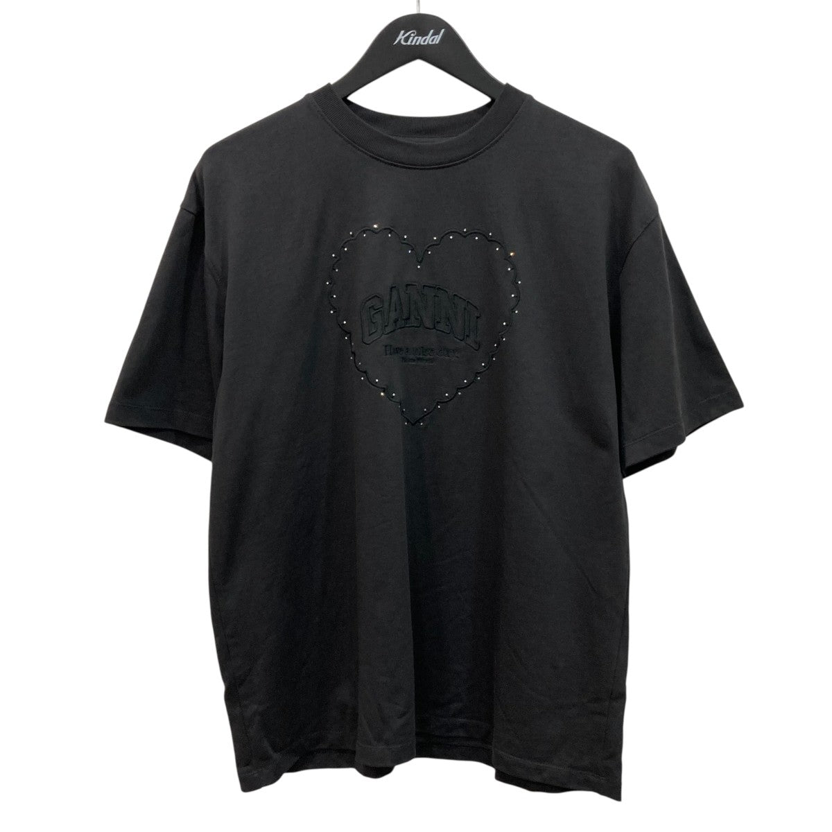 Ganni Heavy Cotton Drop Shoulder Heart T-shirt半袖ＴシャツT4057 古着・中古-1枚目のアイテム画像