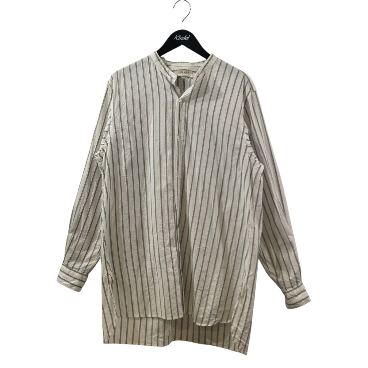 Rob コットンリネンストライプバンドカラーシャツストライプストライプシャツSHIRT 020