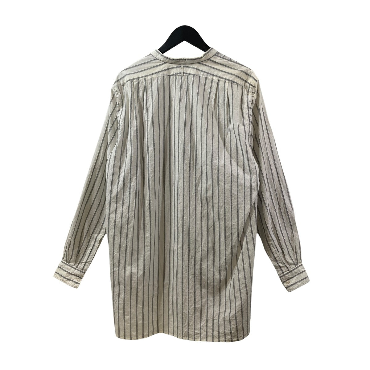 Rob コットンリネンストライプバンドカラーシャツストライプストライプシャツSHIRT 020