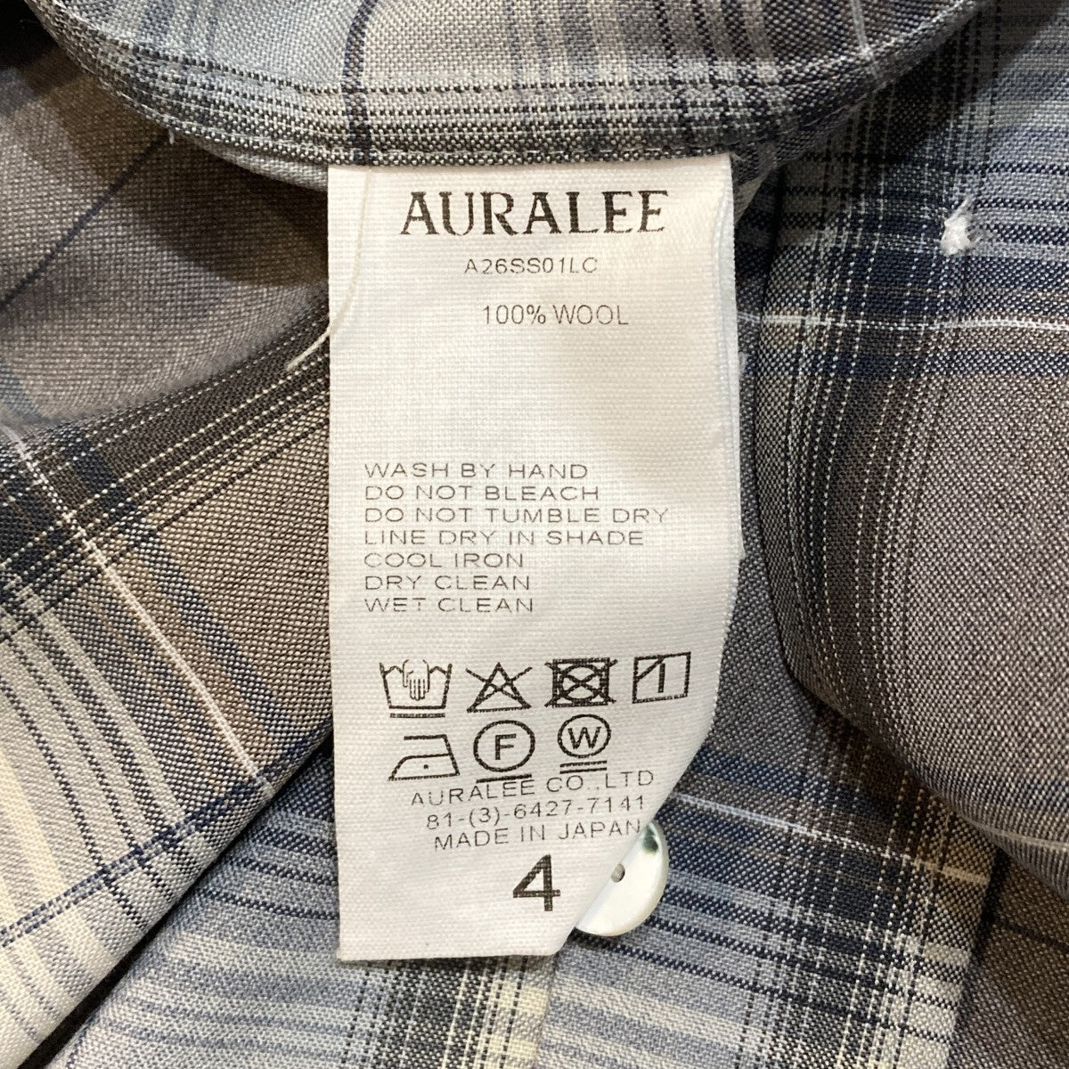 26SSSUPER LIGHT WOOL CHECK SHIRTチェック長袖シャツa26ss01lc