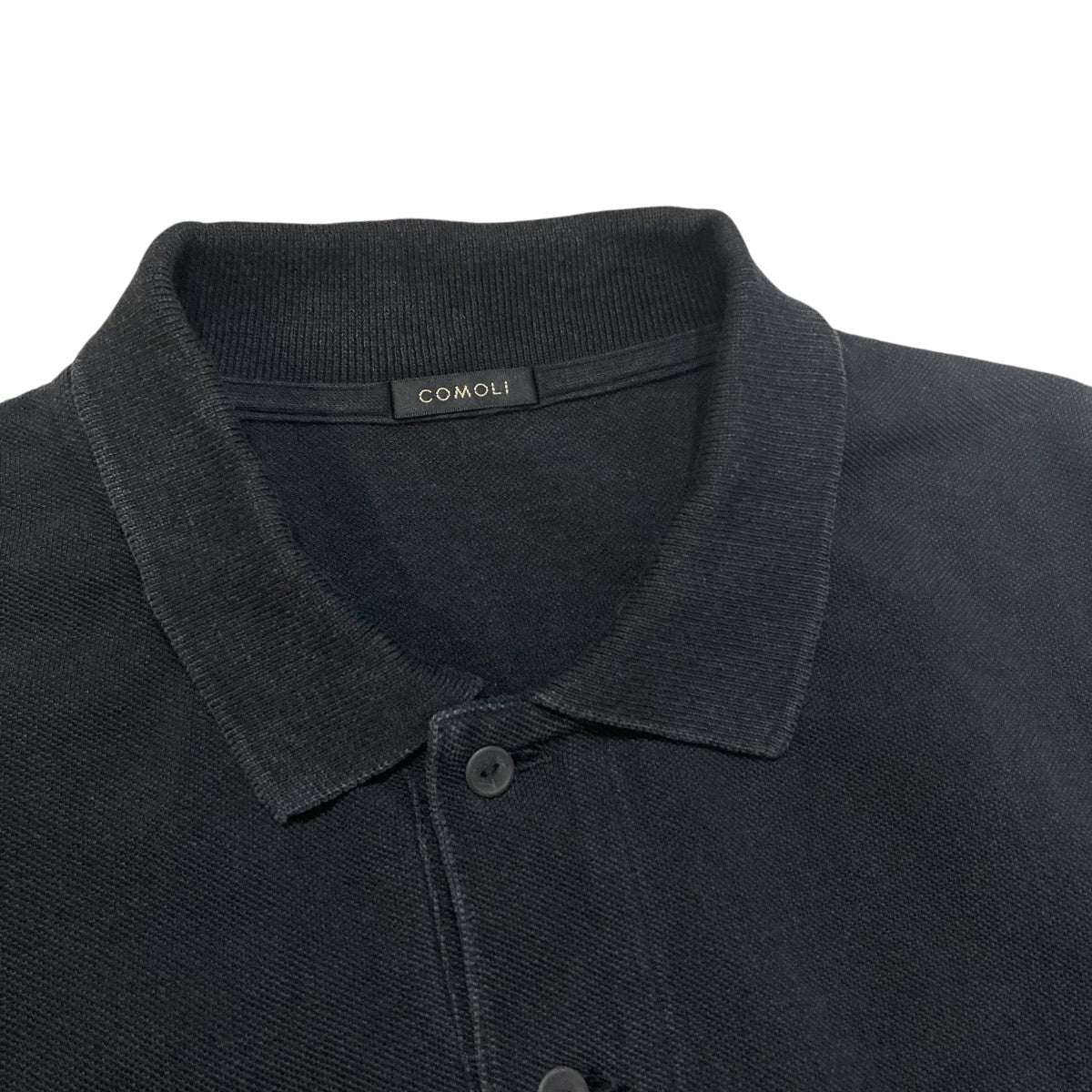COMOLI(コモリ) 鹿の子 半袖ポロシャツ D01-05042 D01-05042 ブラック