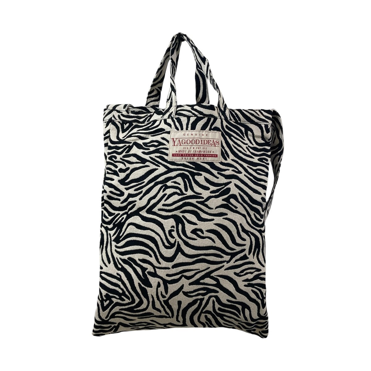FRAMeWORK YA GOOD IDEAS BIG TAG FABRIC TOTEゼブラハンドバッグ 古着・中古-1枚目のアイテム画像