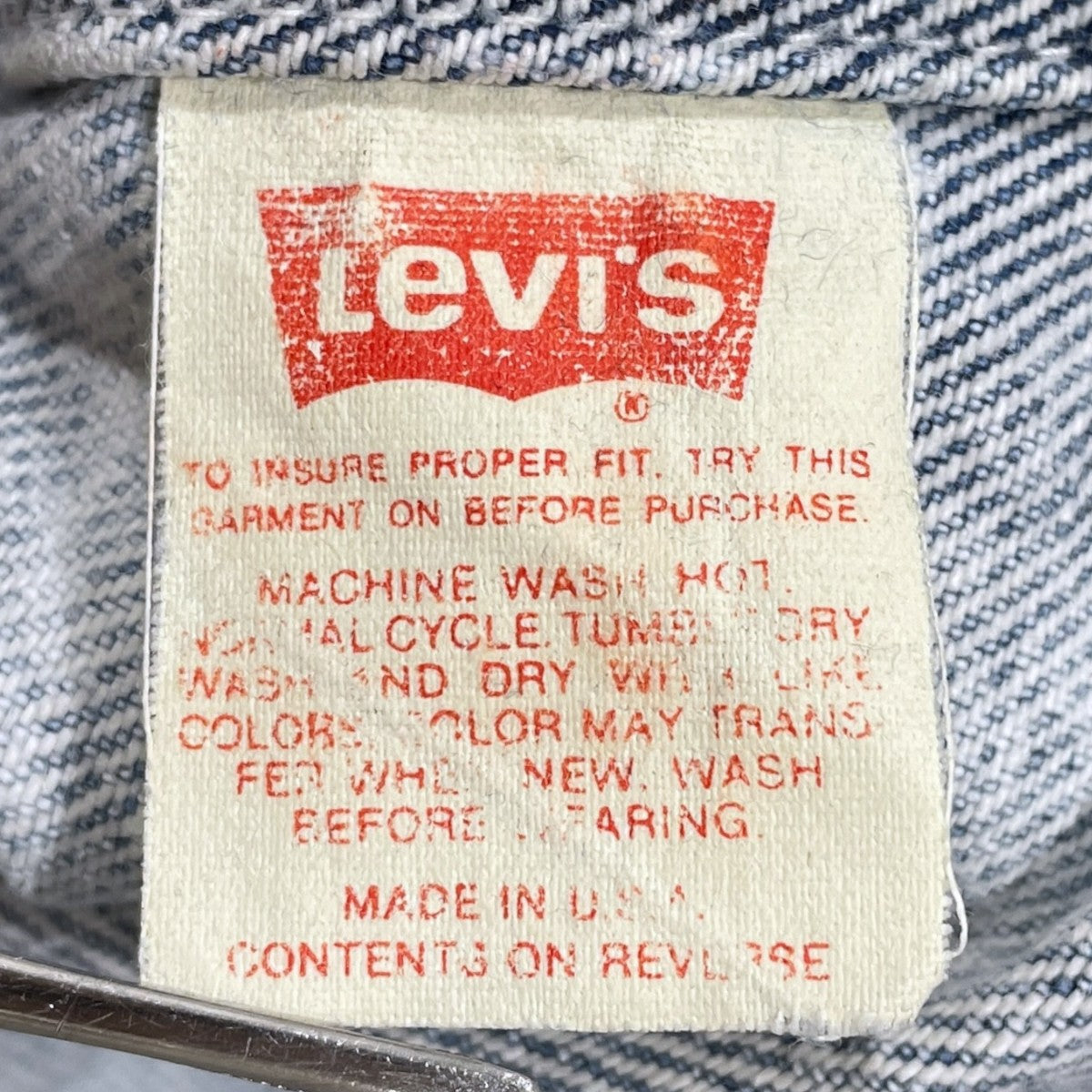 LEVI’S 80〜90s ビッグシルエットケミカルウォッシュデニムジャケット MADE IN USA ボタン裏527 70507-0219 古着・中古-9枚目のアイテム画像