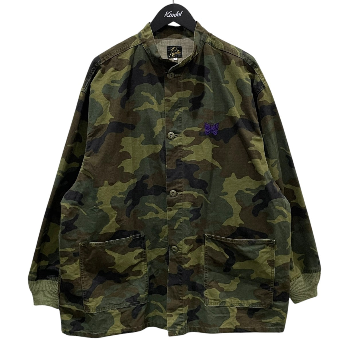 25SS カモフラ柄ジャケット Stand Collar Army Shirt C． Ripstop Camo - WOODLAND スタンドカラーアーミーシャツ コットンリップストップ QV150