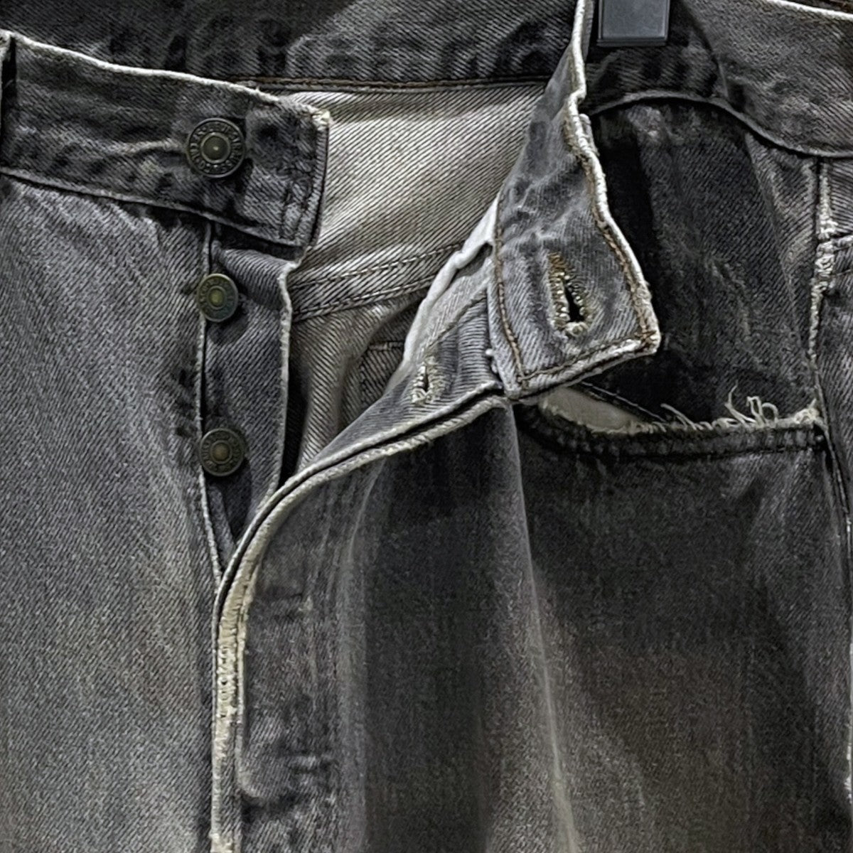 先染めブラックデニムパンツ 501 ボタン裏653 MADE IN USA 501-0658