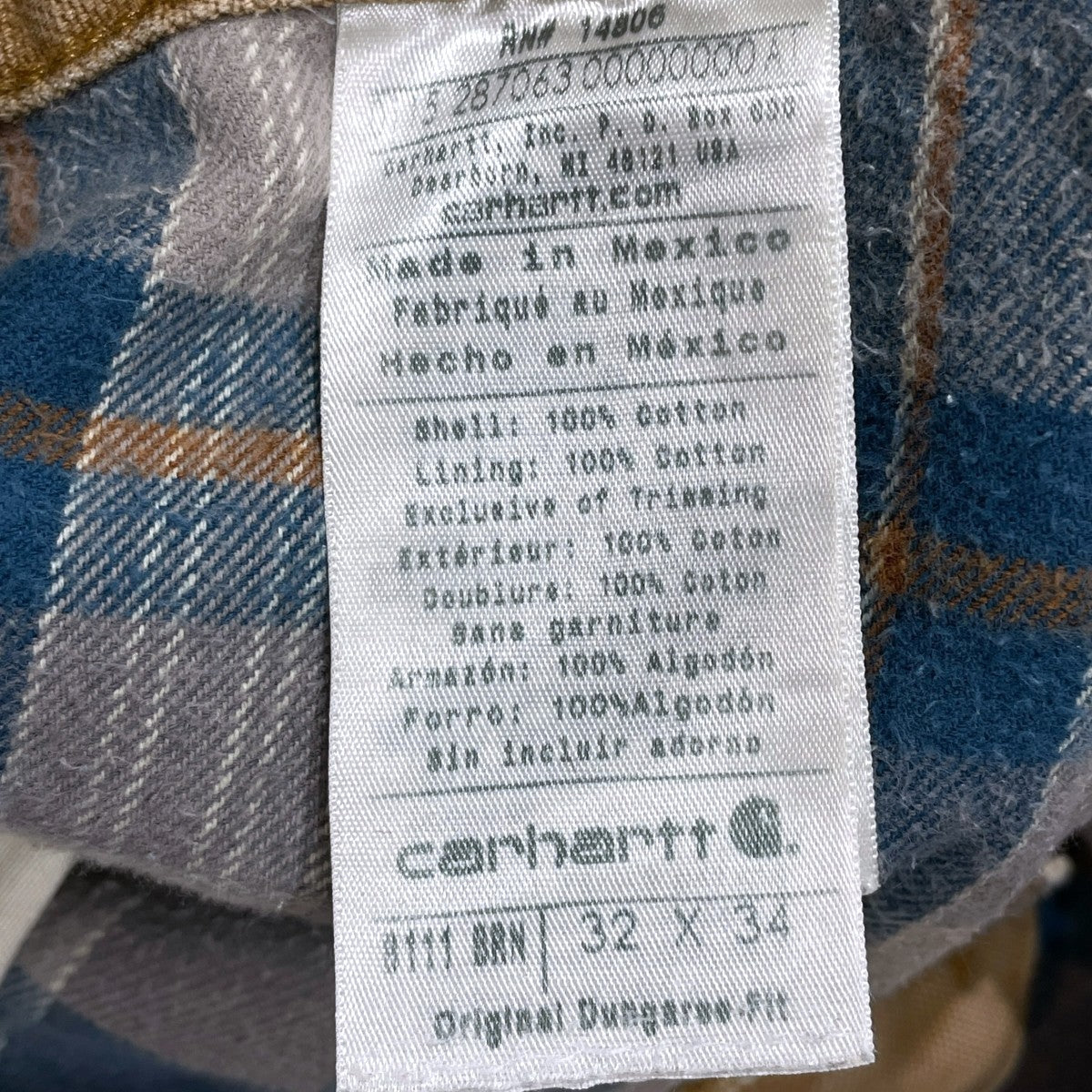 CarHartt フランネルライナーワークパンツ Washed Duck Work Dungaree Flannel Lined ウォッシュド ダック ワーク ダンガリー フランネル ラインド B111 古着・中古-10枚目のアイテム画像
